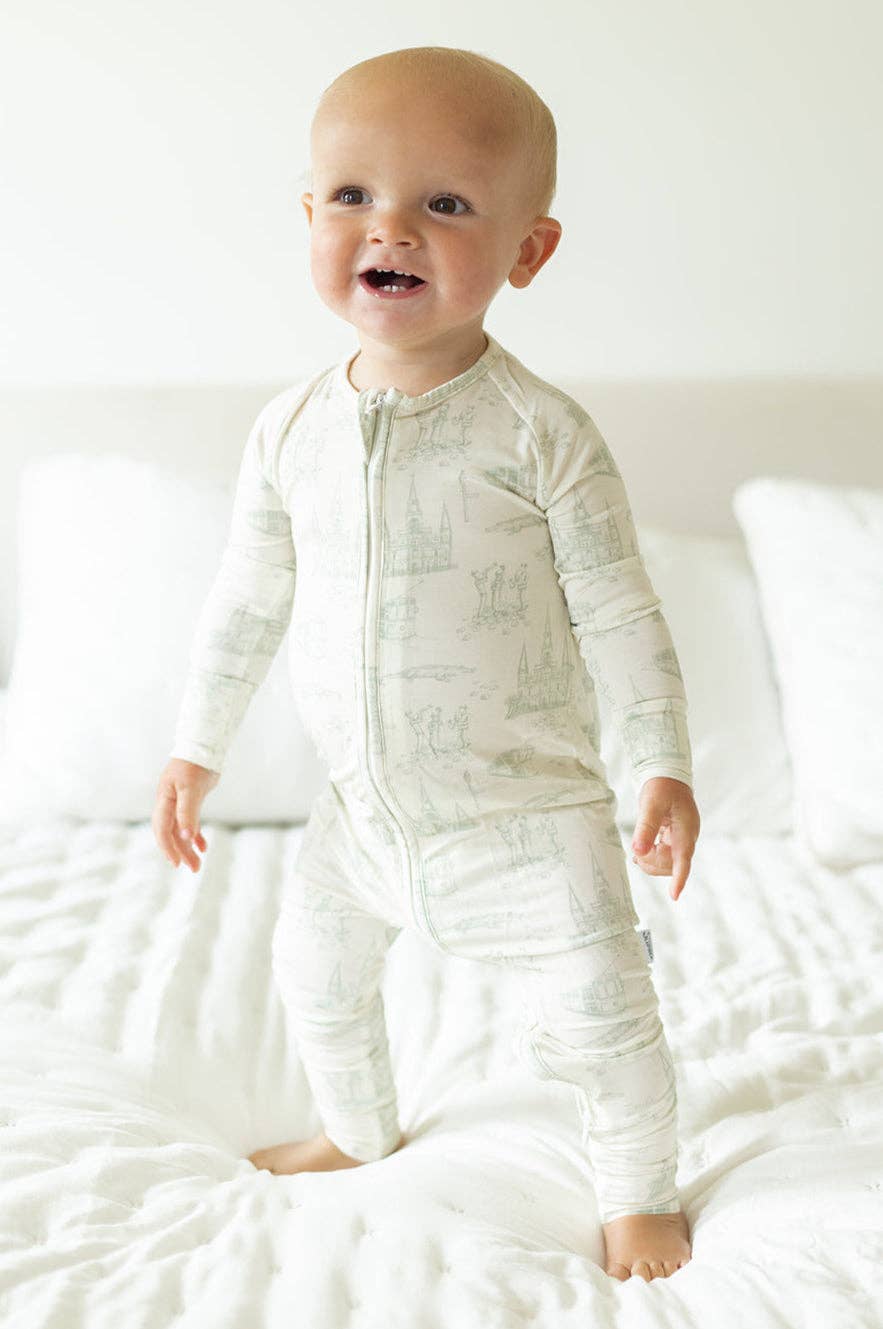 Sage Toile Double Zipper Bamboo Sleeper