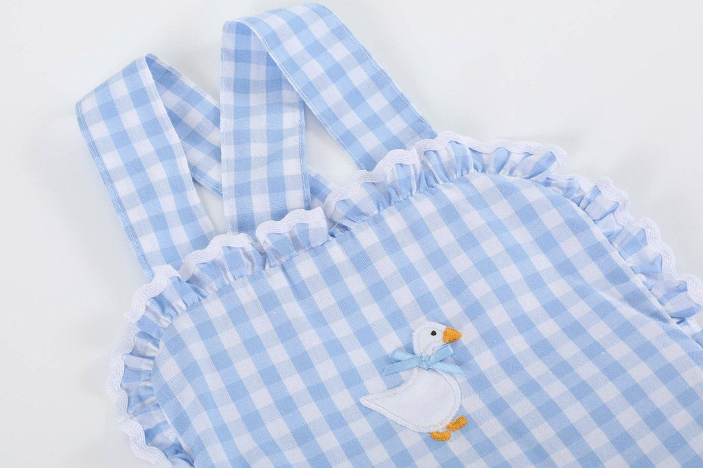 Blue Gingham Goose Romper