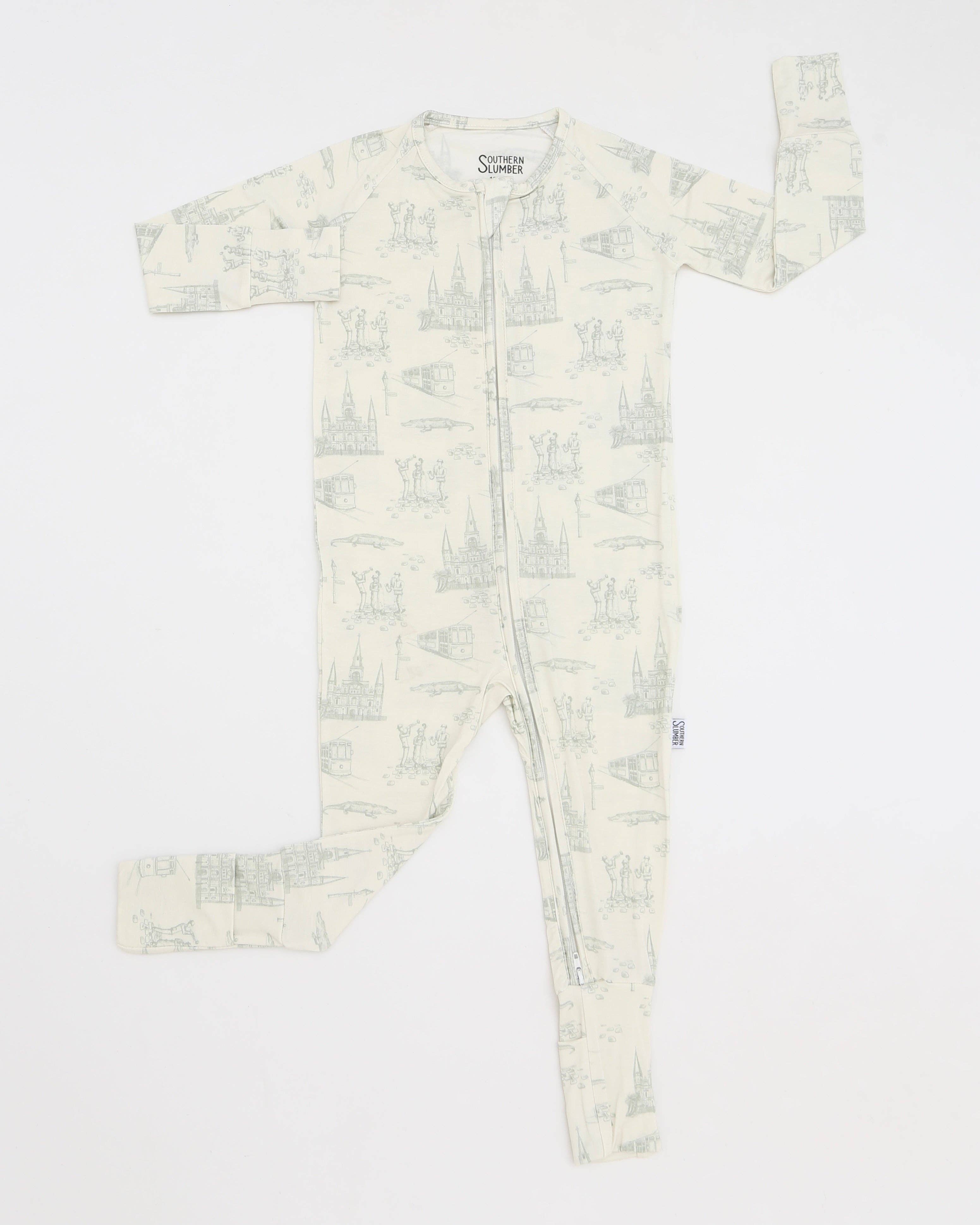 Sage Toile Double Zipper Bamboo Sleeper