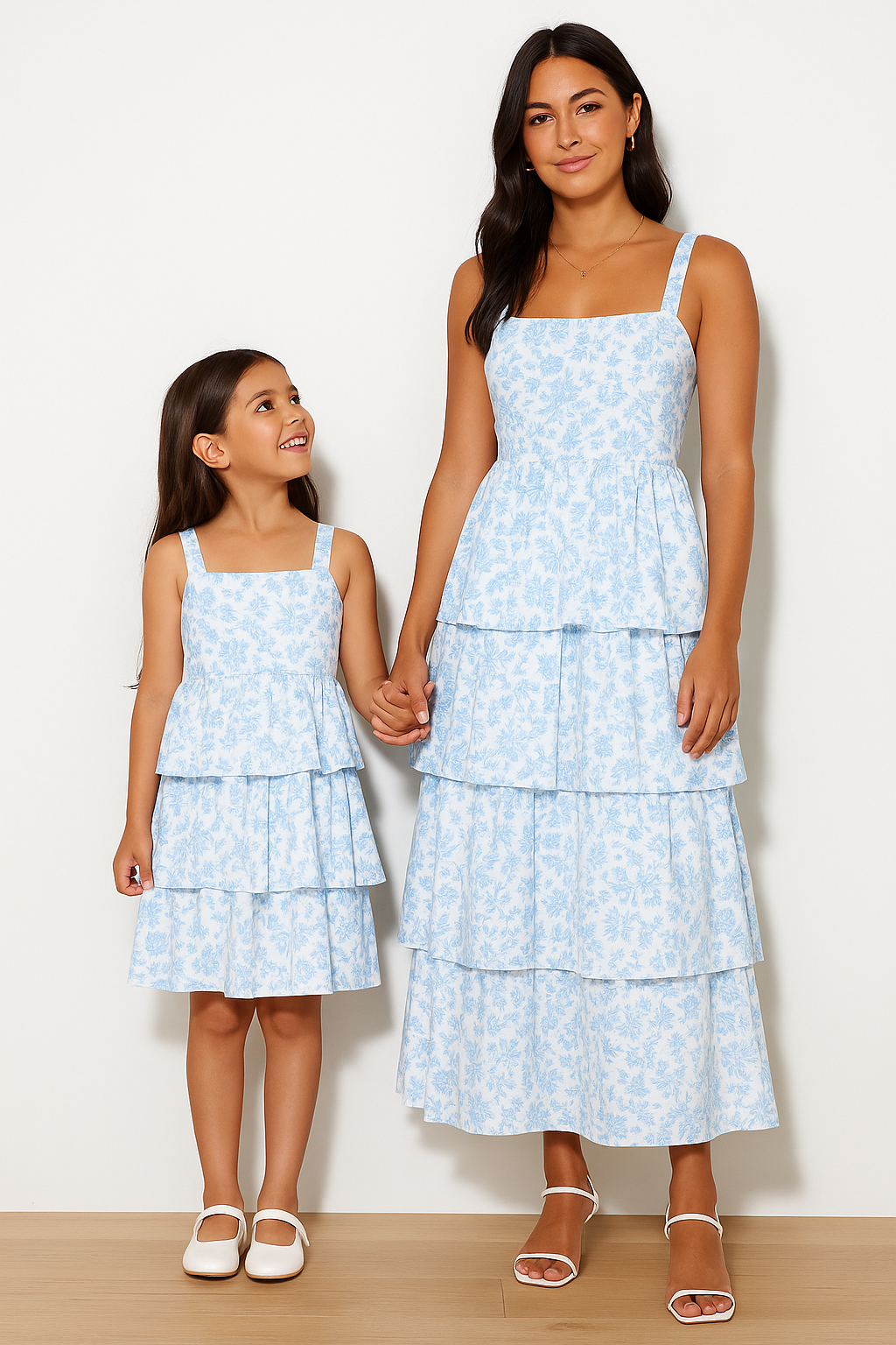 Mommy & Me Floral layered ruffle dress