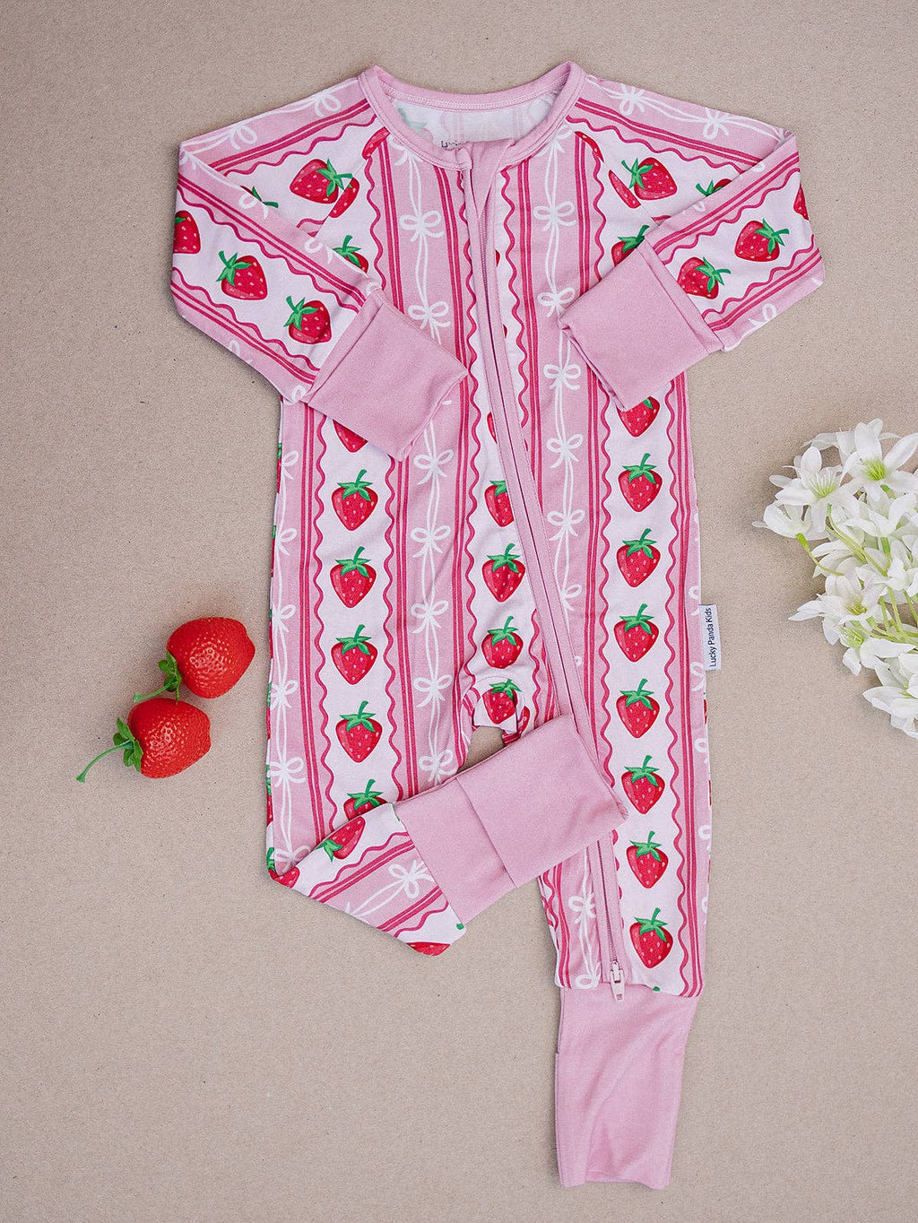 Bamboo Zip Romper | Strawberry
