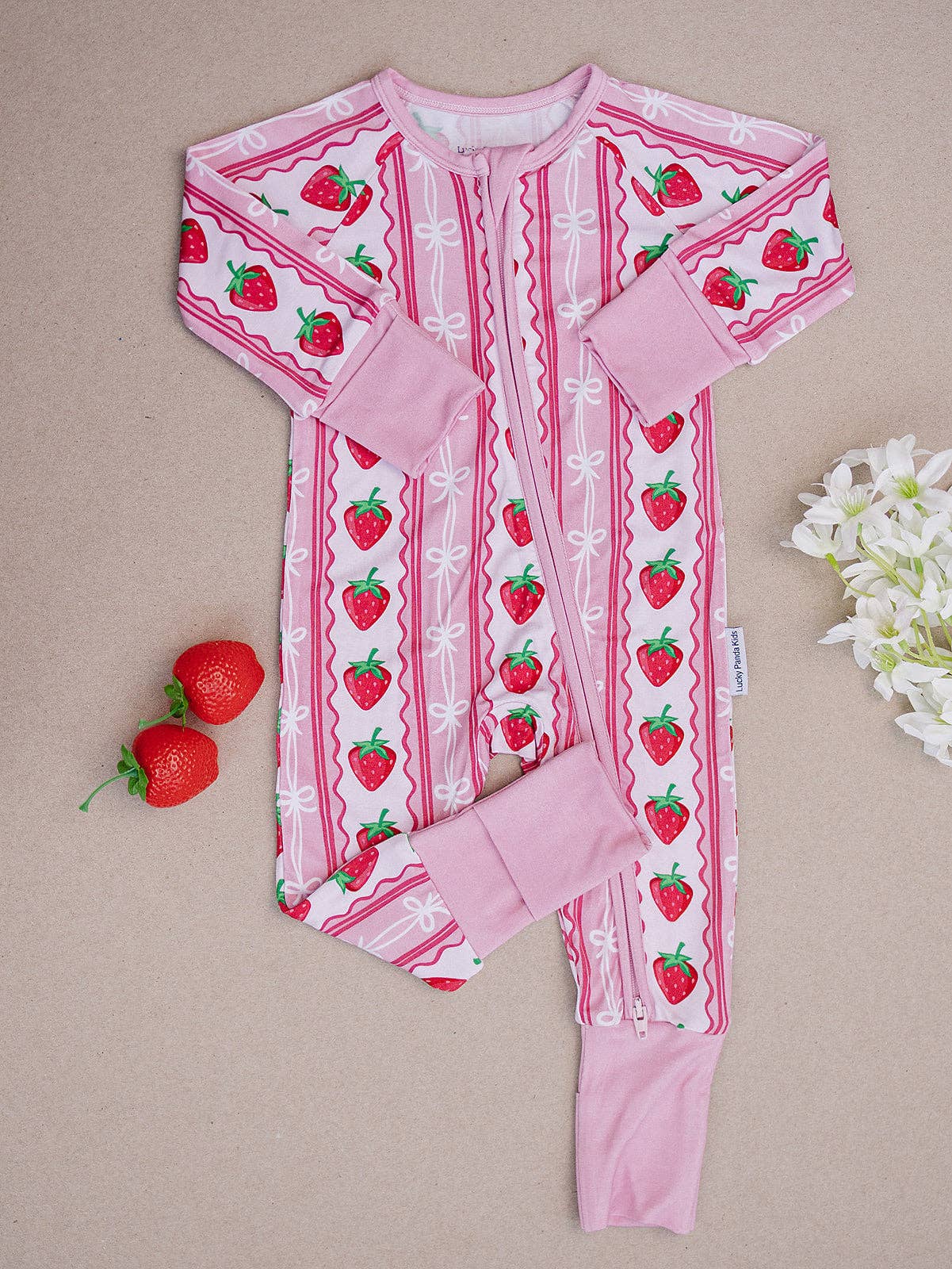 Bamboo Zip Romper | Strawberry